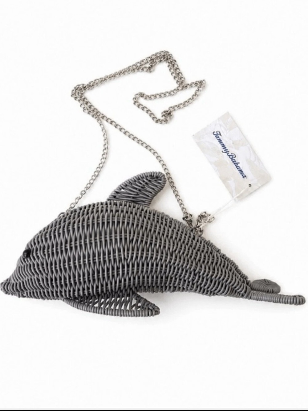 NEW Tommy Bahama dolphin-shaped wicker crossbody bag